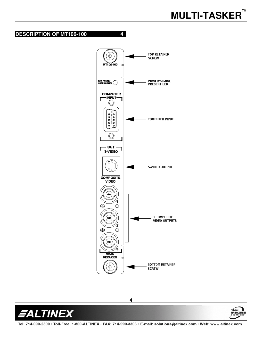 Altinex manual Description of MT106-100 