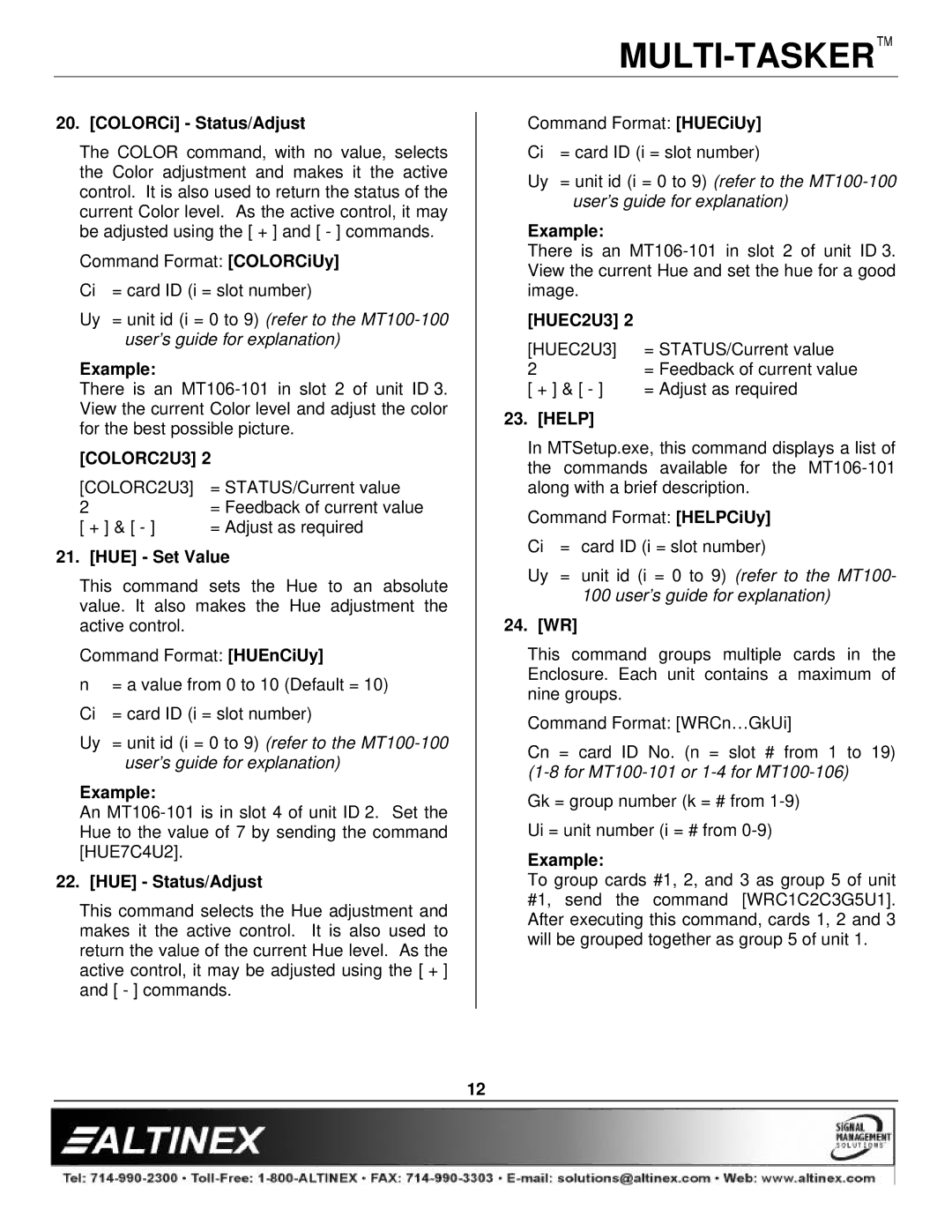 Altinex MT106-101 manual COLORC2U3 