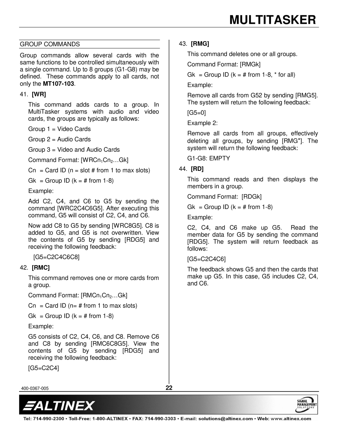 Altinex MT107-103 manual 41. WR, Rmc, Rmg, 44. RD 