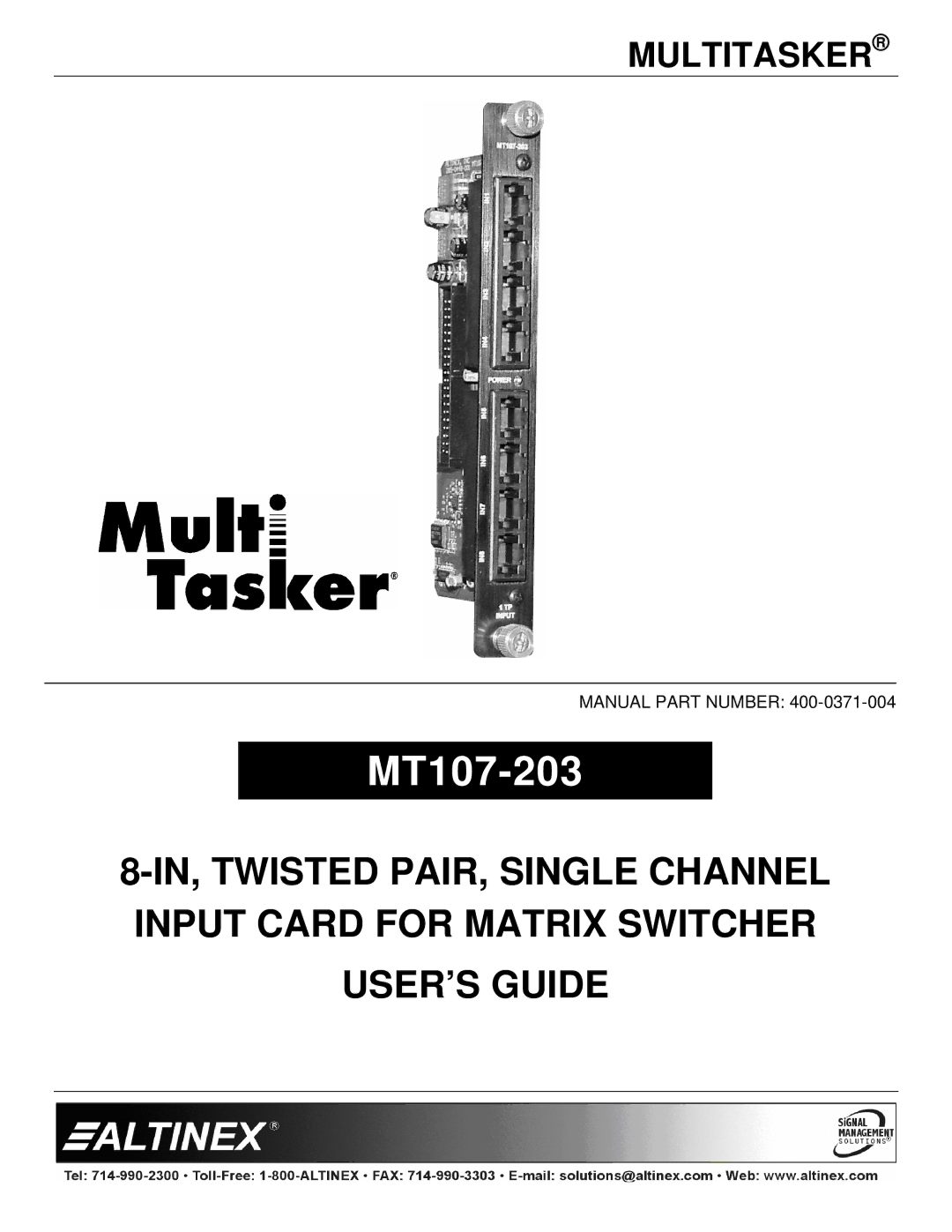 Altinex MT107-203 manual 