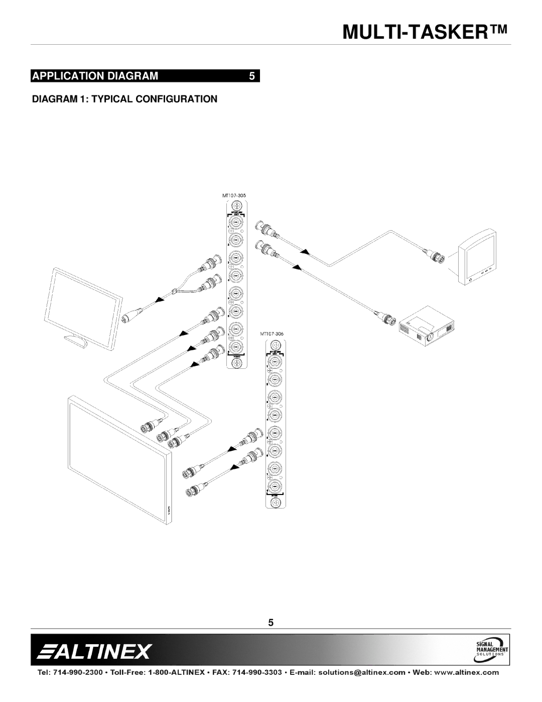 Altinex MT107-306, MT107-305, MT107-301 manual Application Diagram, Diagram 1 Typical Configuration 