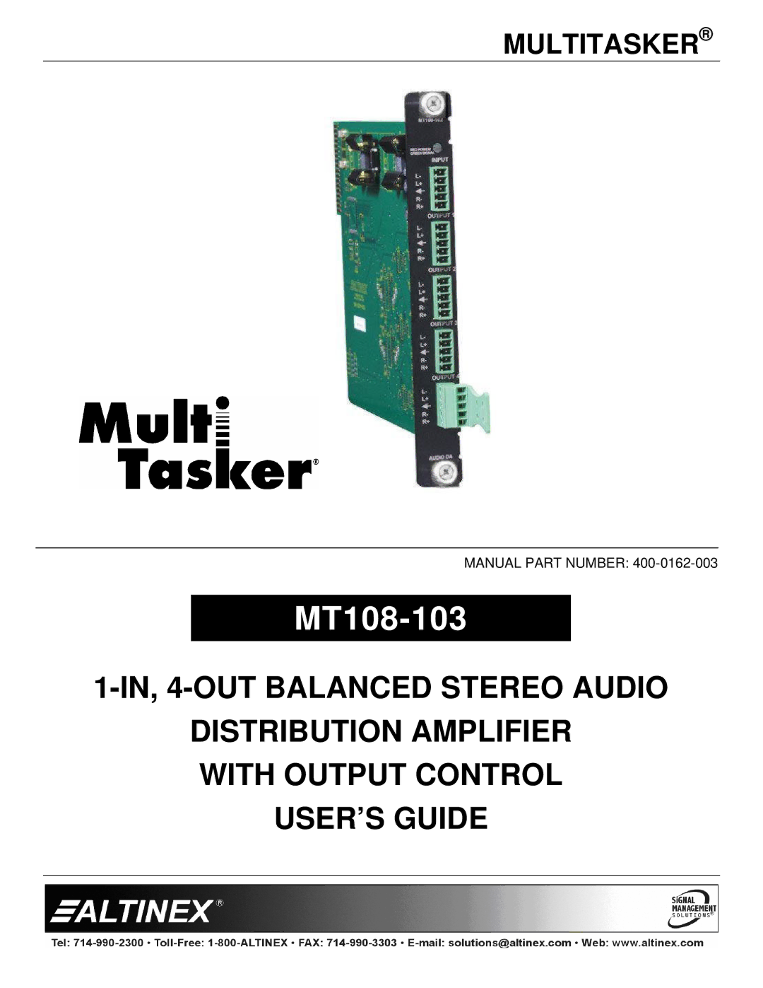 Altinex MT108-103 manual 