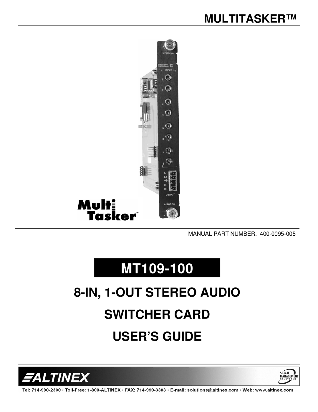 Altinex MT109-100 manual 