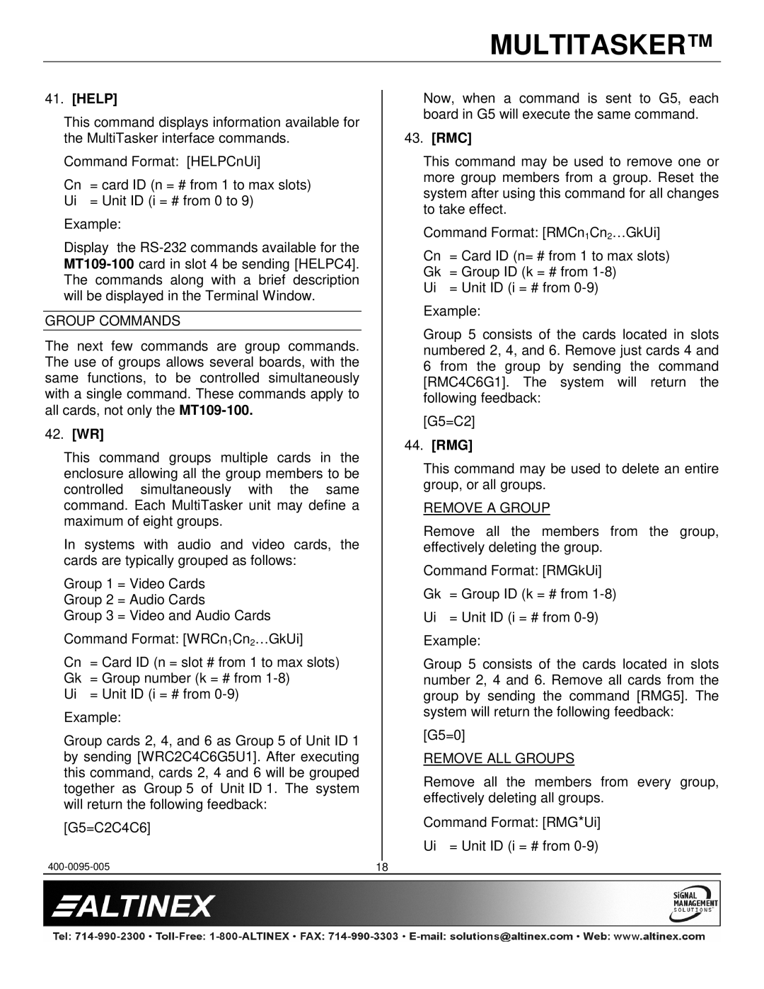 Altinex MT109-100 manual Help, 42. WR, Rmc, Rmg 