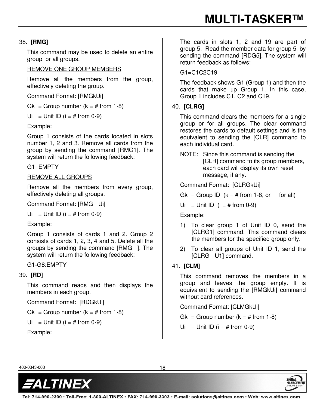 Altinex MT109-102 manual Rmg, 39. RD, Clrg, Clm 