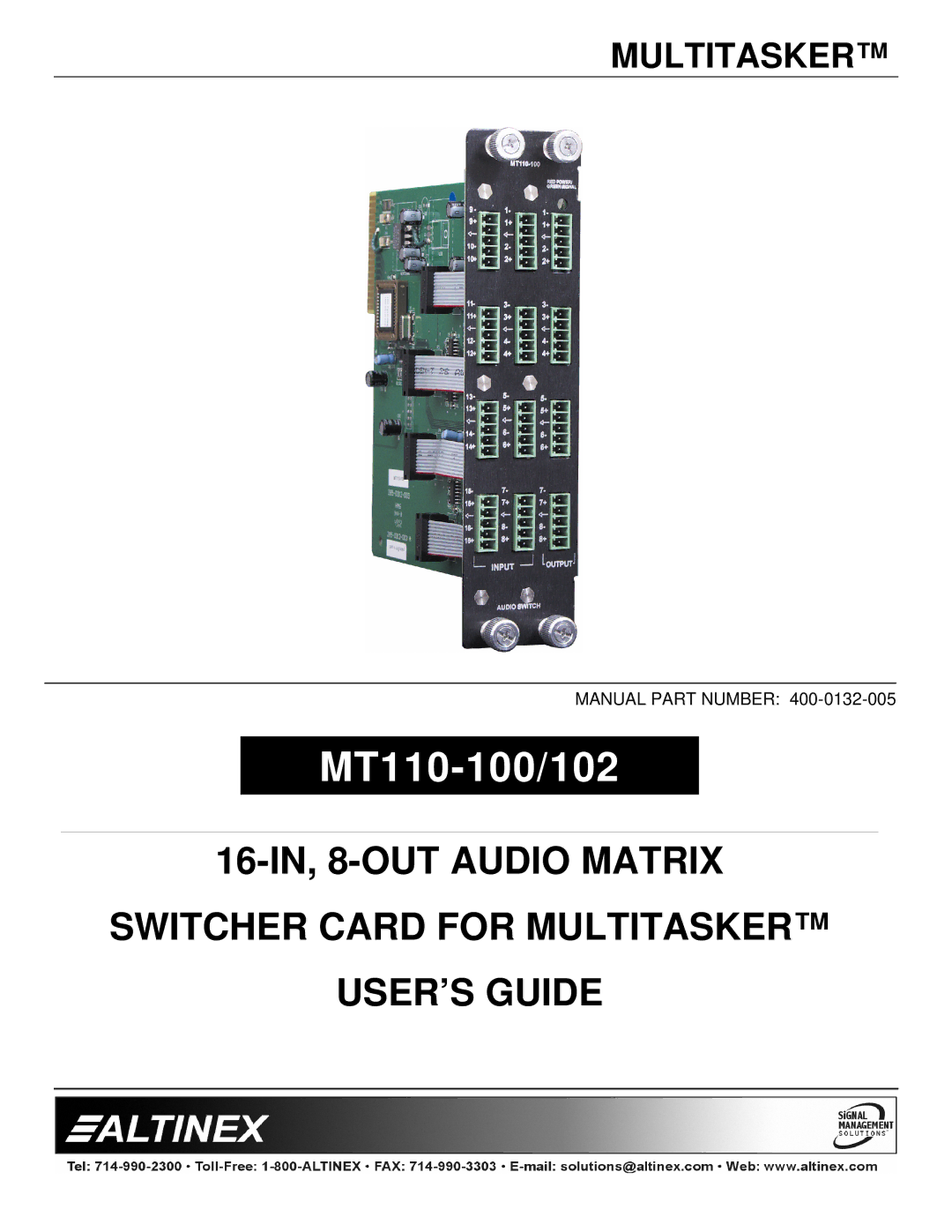 Altinex MT110-100/102 manual 