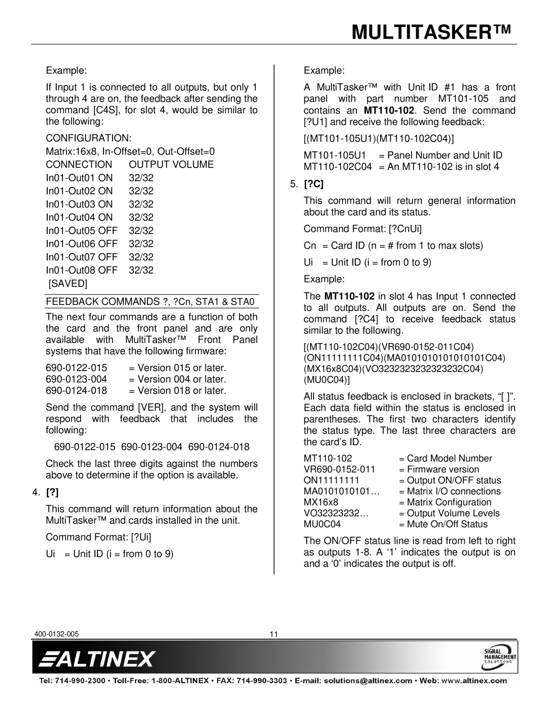 Altinex MT110-100/102 manual Saved 