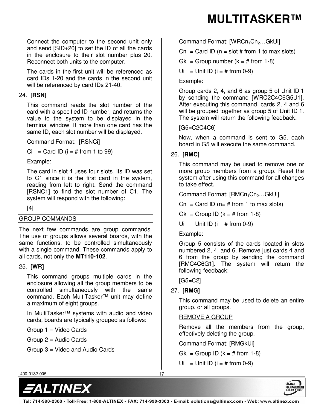 Altinex MT110-100/102 manual Rsn, 25. WR, Rmc, Rmg 