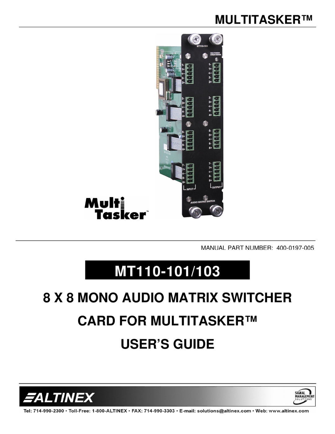 Altinex manual MT110-101/103 