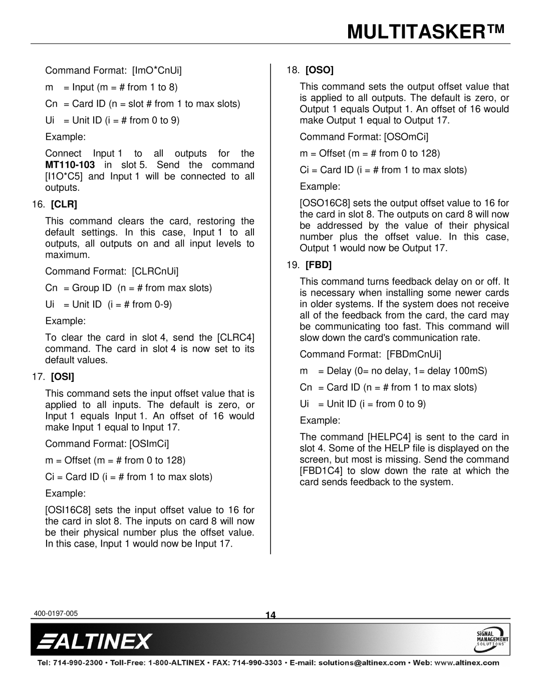 Altinex MT110-101 manual Clr, Osi, Oso, Fbd 