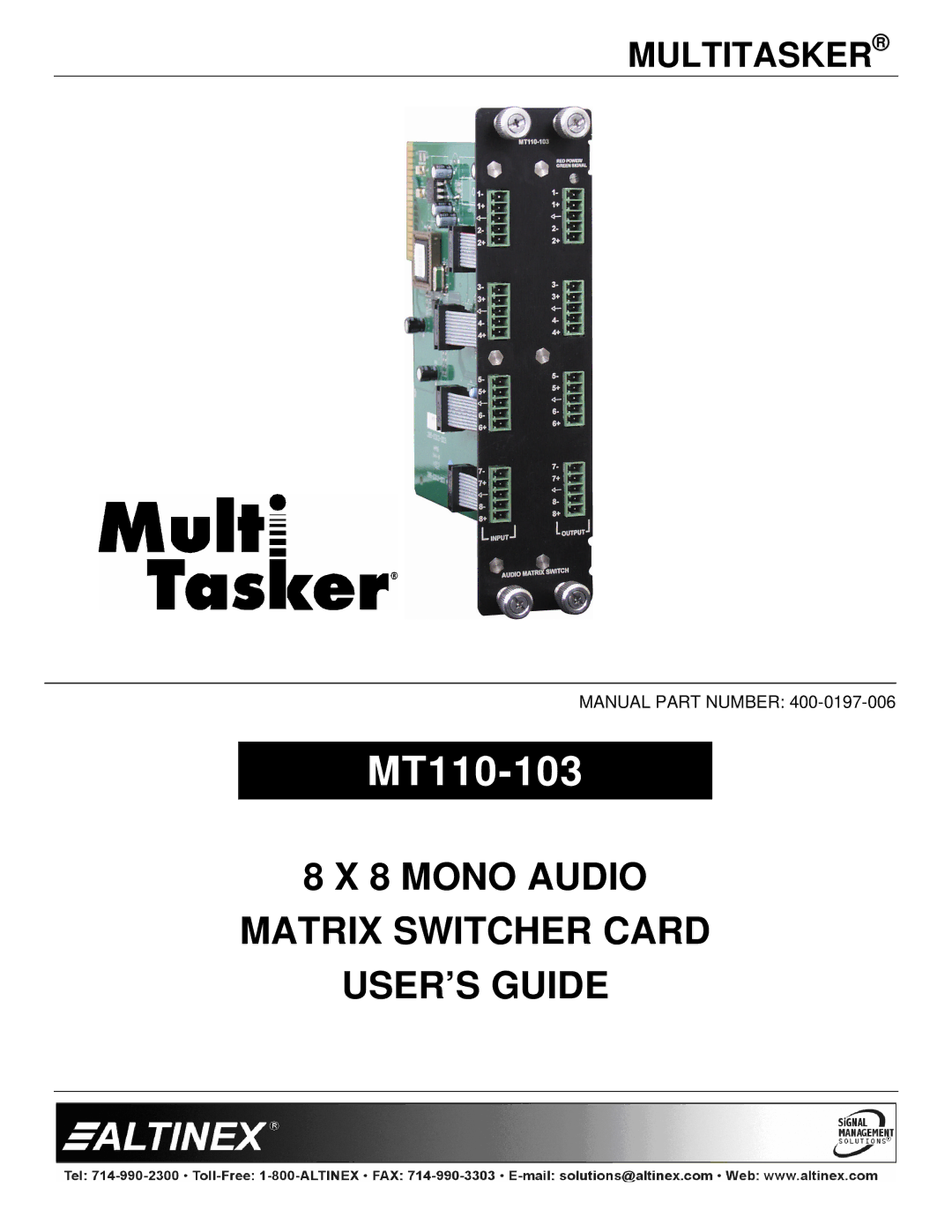 Altinex MT110-103 manual 