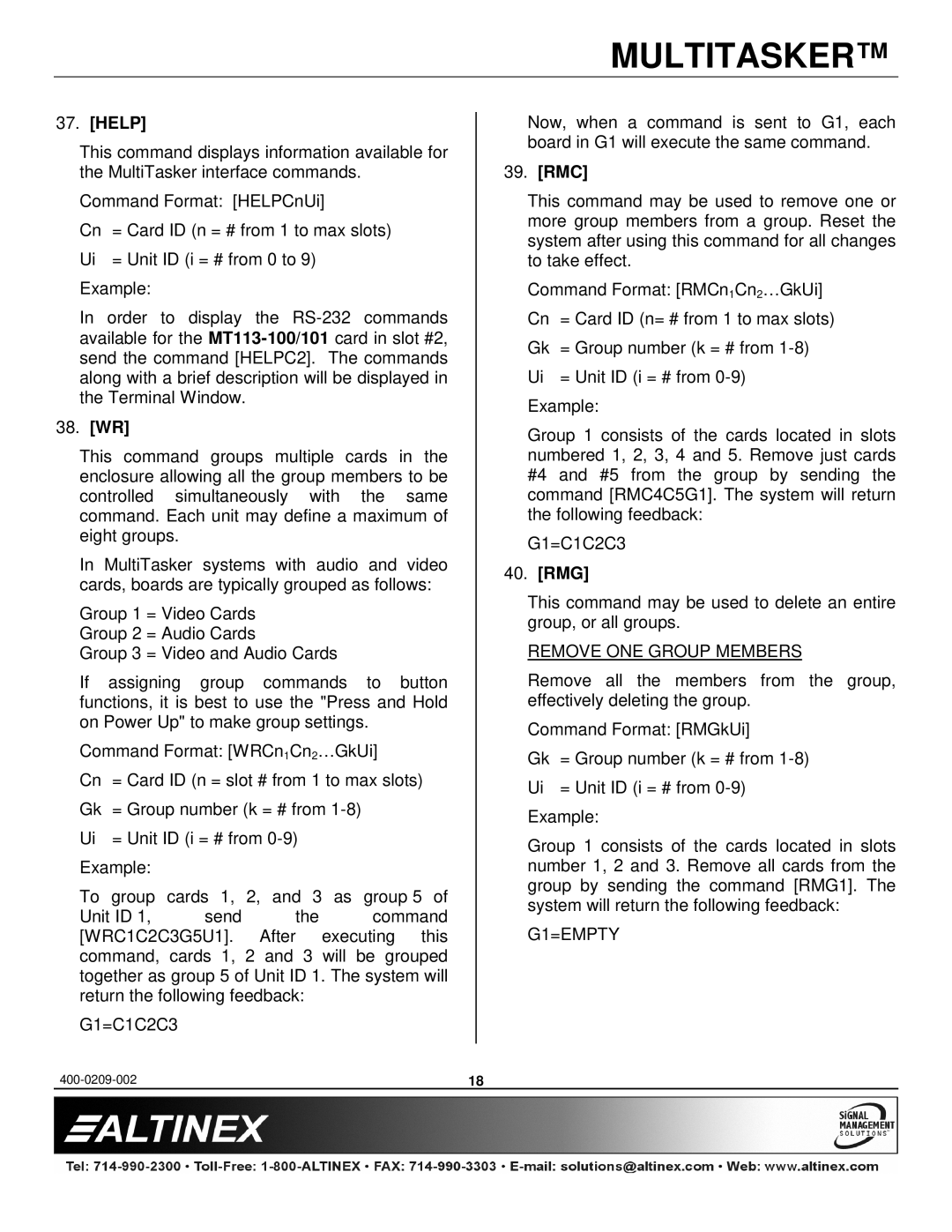 Altinex MT113-100, MT113-101 manual Help, 38. WR, Rmc, Rmg 