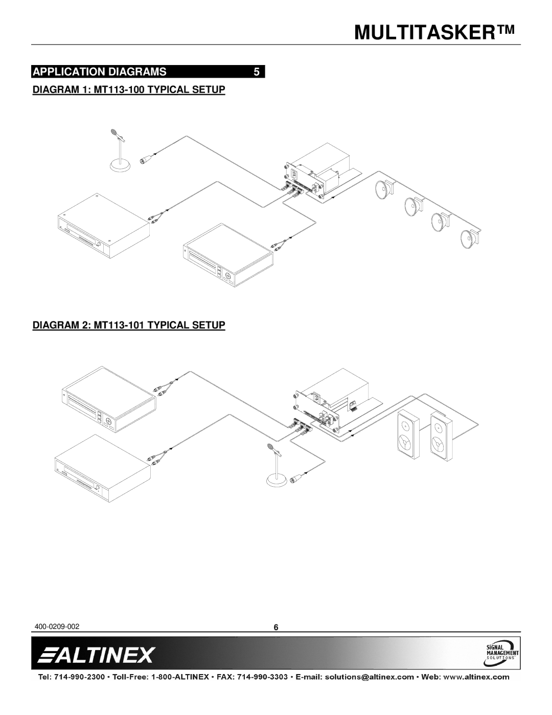 Altinex MT113-100, MT113-101 manual Application Diagrams 