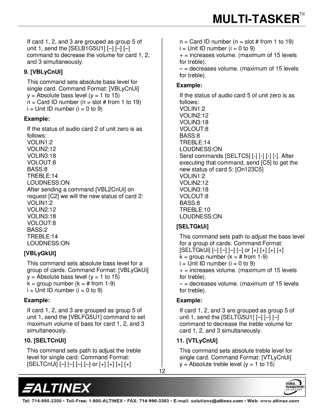 Altinex MT113-102/103 manual VBLyCnUi, VBLyGkUi, SELTCnUi, SELTGkUi, VTLyCnUi 