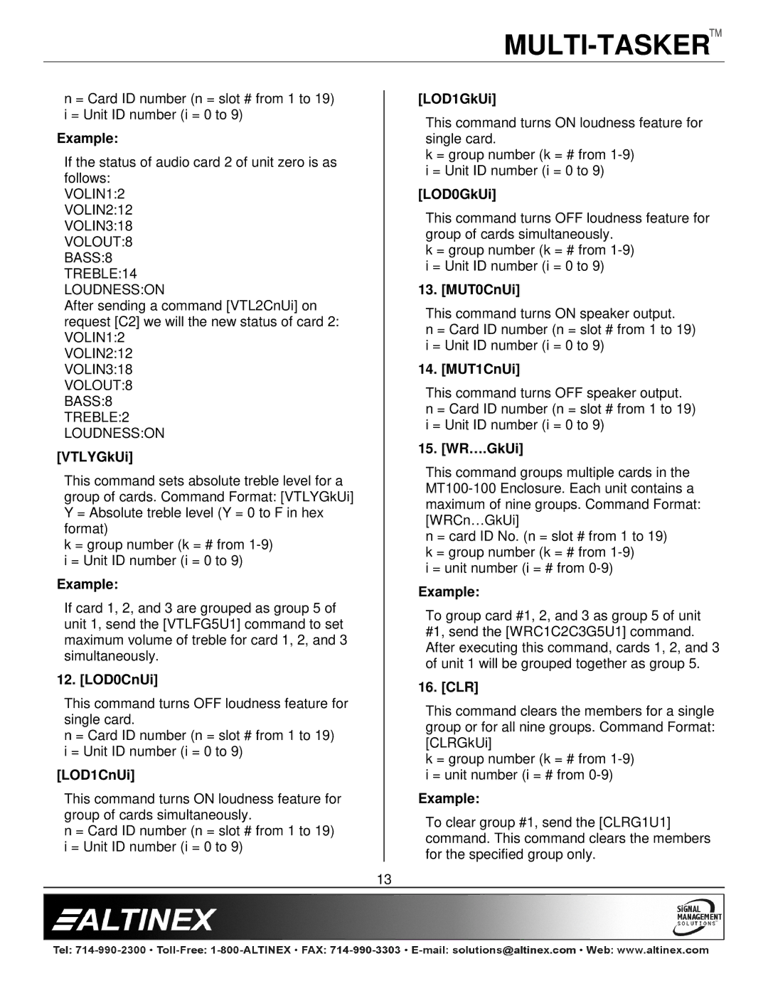 Altinex MT113-102/103 manual VTLYGkUi, LOD0CnUi, LOD1CnUi, LOD1GkUi, LOD0GkUi, MUT0CnUi, MUT1CnUi, 15. WR….GkUi, Clr 