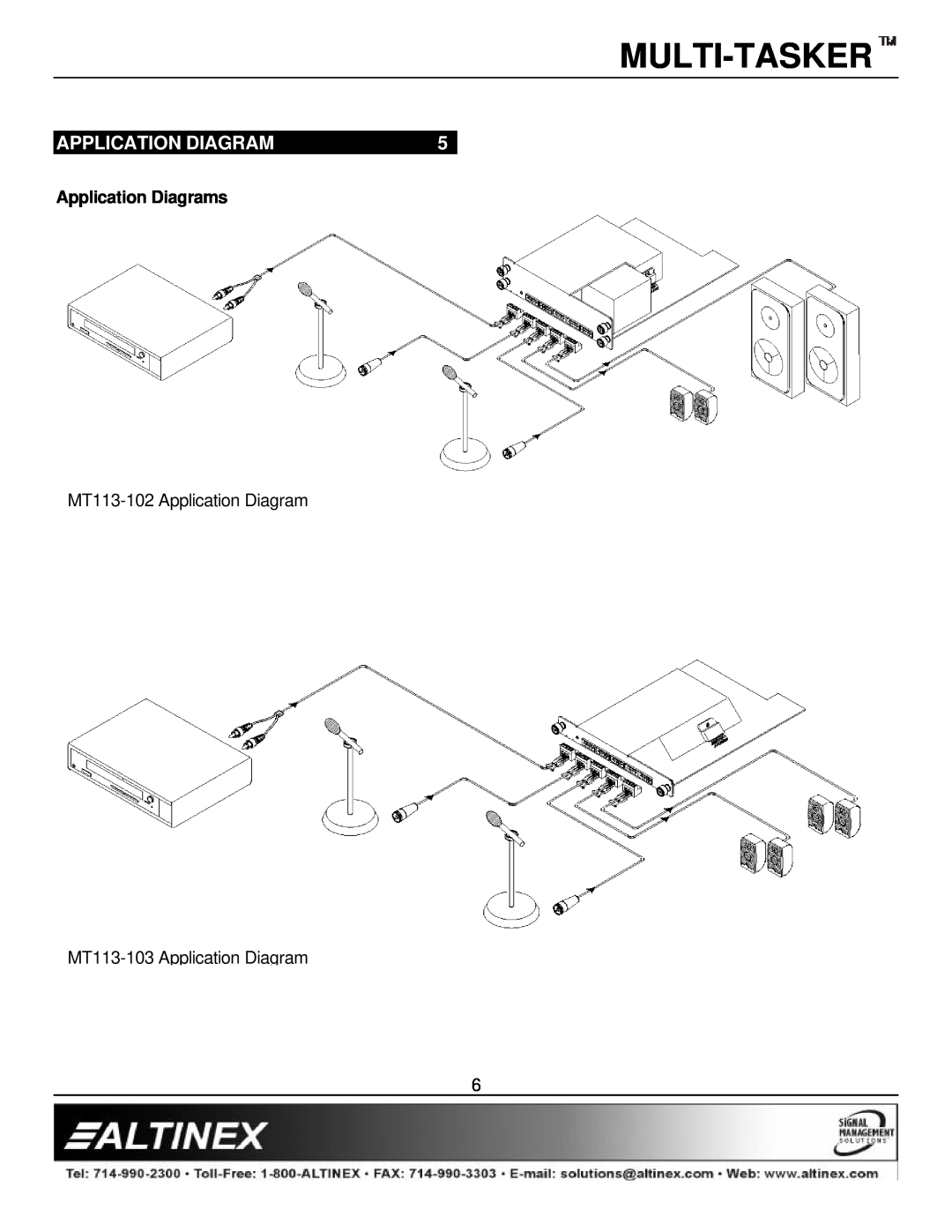 Altinex MT113-102/103 manual Multi-Tasker, Application Diagrams 