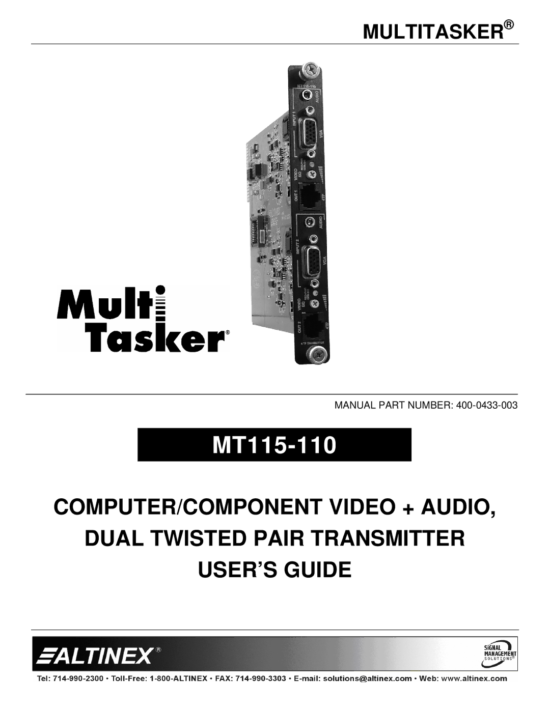 Altinex MT115-110 manual 