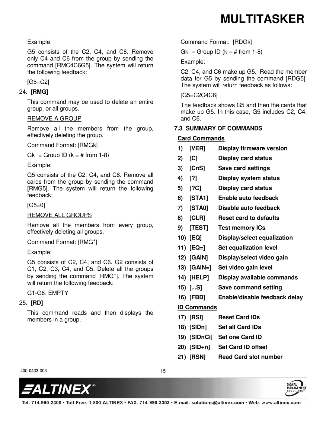 Altinex MT115-110 manual Clr, Test, Gain=, Help, Fbd, Rsi, Rsn 