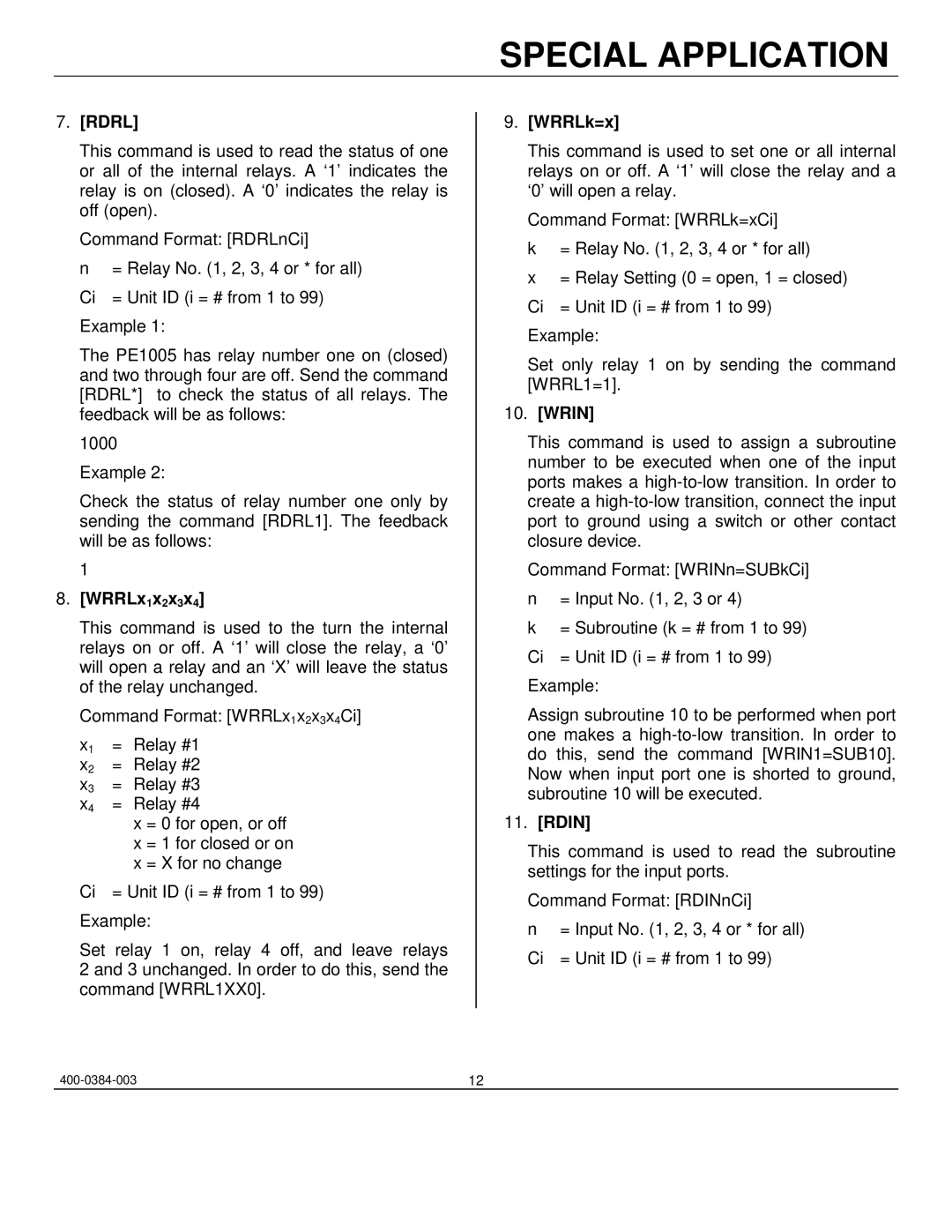 Altinex PE1005 manual Rdrl, WRRLx1x2x3x4, WRRLk=x, Wrin, Rdin 