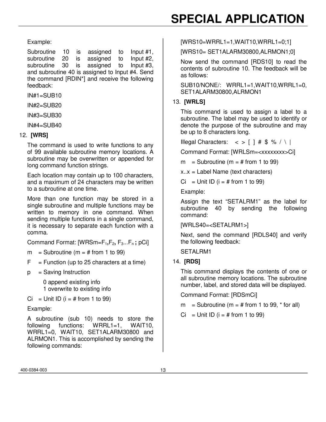 Altinex PE1005 manual Wrs, Wrls, Rds 