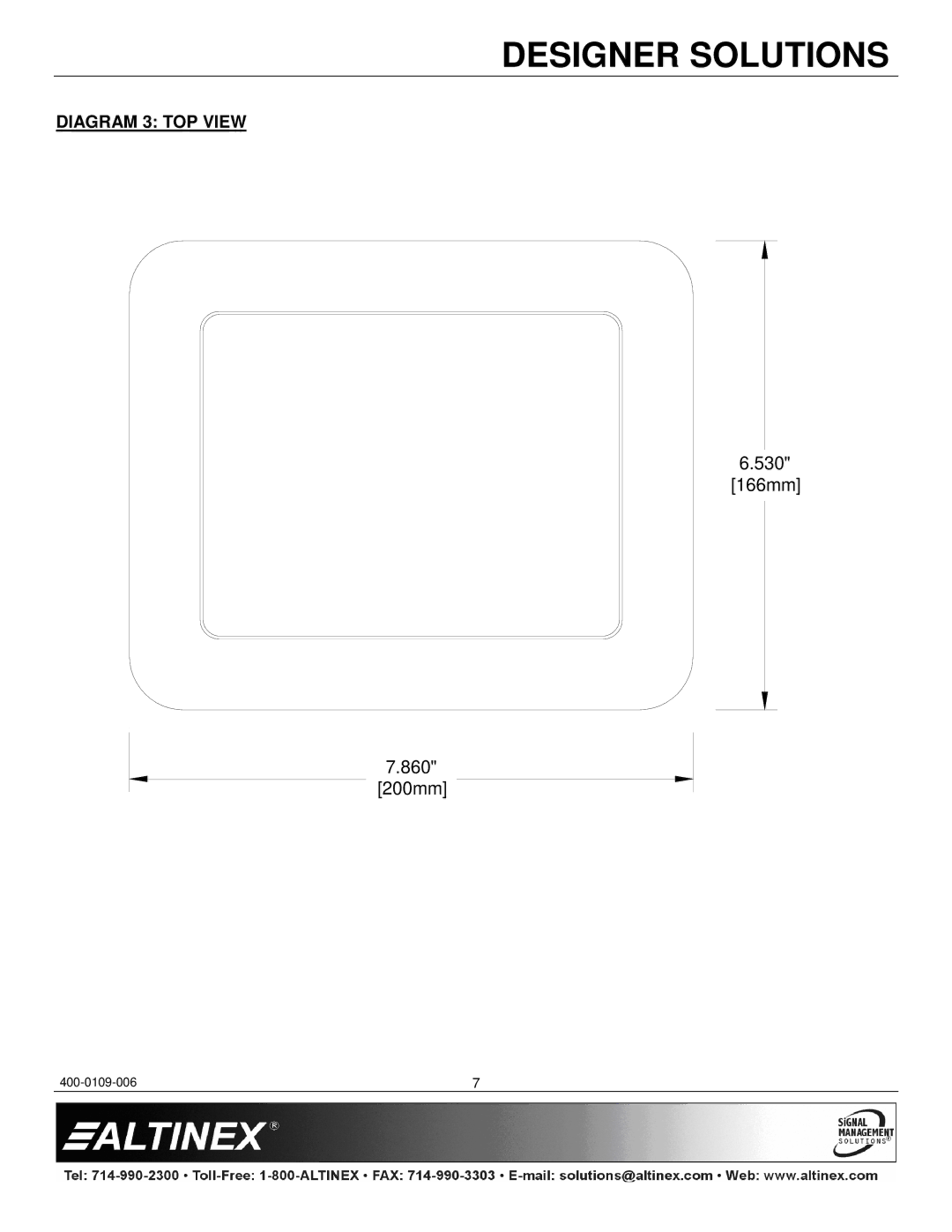 Altinex PNP400 manual Diagram 3 TOP View 