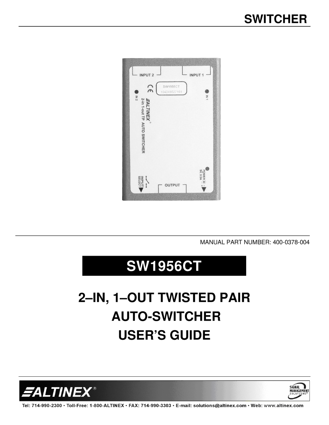 Altinex SW1956CT manual 