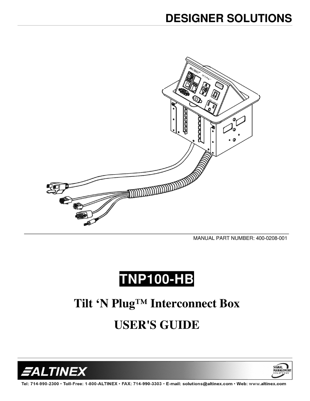 Altinex TNP100-HB manual 