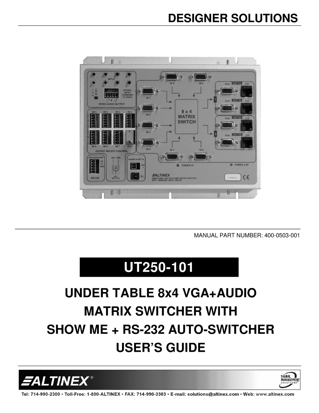 Altinex UT250-101 manual 