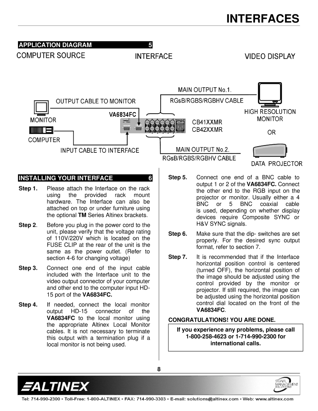 Altinex VA6834FC manual Application Diagram Installing Your Interface, CONGRATULATIONS! YOU are Done 