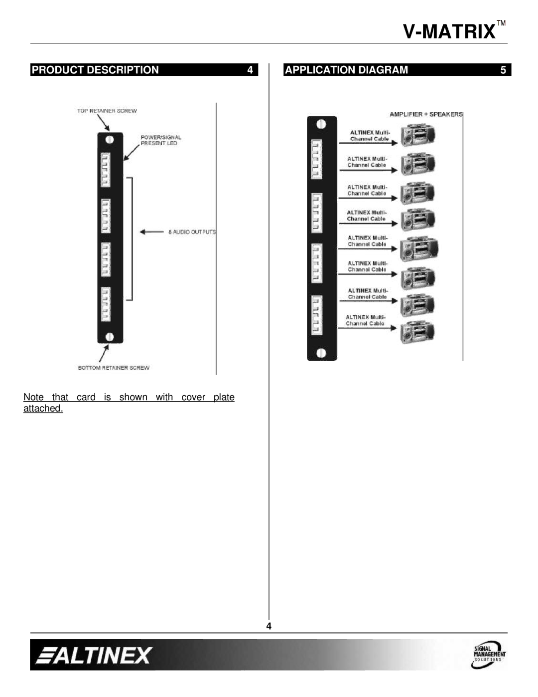 Altinex VM2142AU manual Product Description Application Diagram 