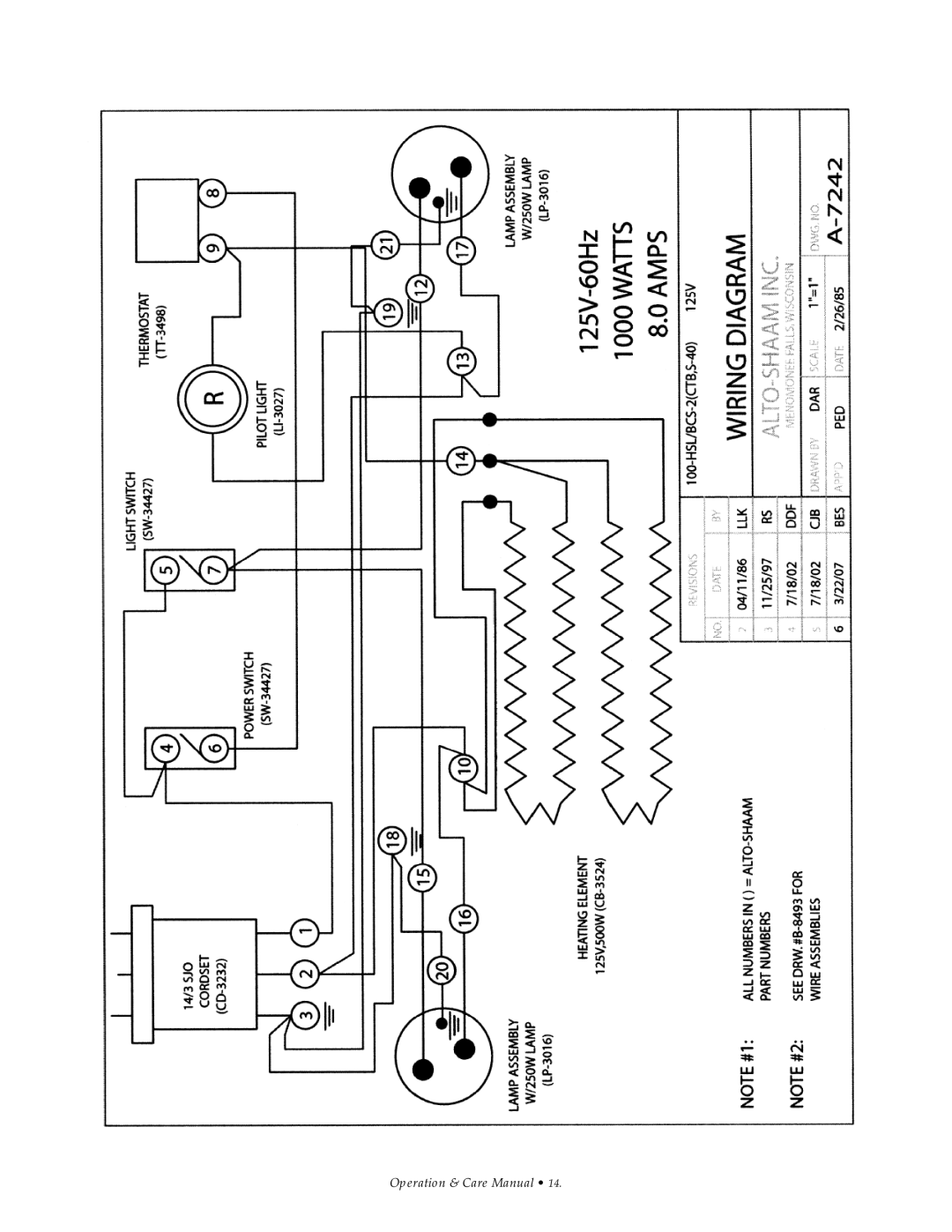 Alto-Shaam 100-HSL/BCS-2S manual Operation & Care Manual 