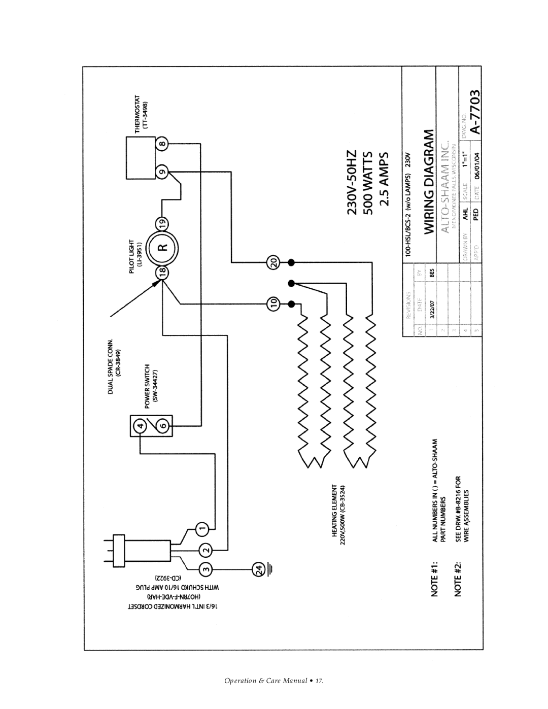 Alto-Shaam 100-HSL/BCS-2S manual Operation & Care Manual 