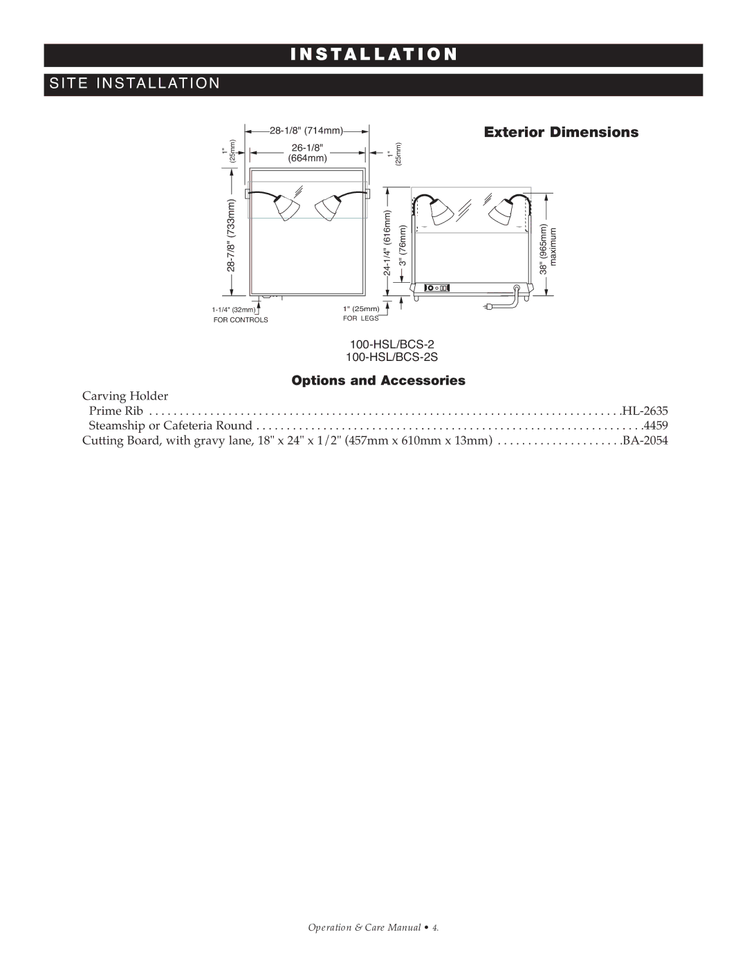 Alto-Shaam 100-HSL/BCS-2S manual ST a L L AT ION 