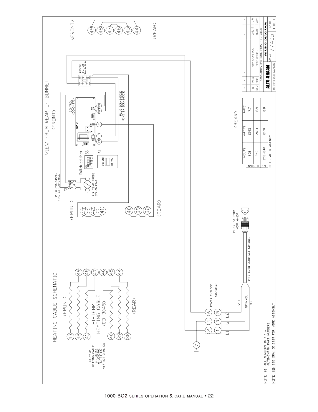 Alto-Shaam 1000-BQ2/192, 1000-BQ2/96, 1000-BQ2/128 1000-BQ2series operation & care manual 