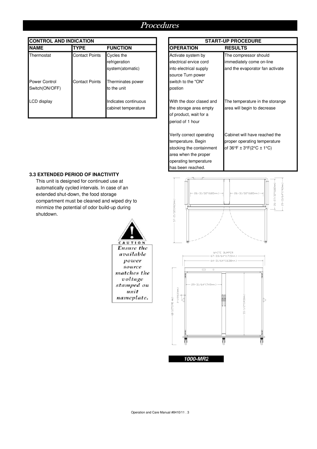 Alto-Shaam mobile refigerated cart double comopartment, 1000-mr2 manual Procedures 