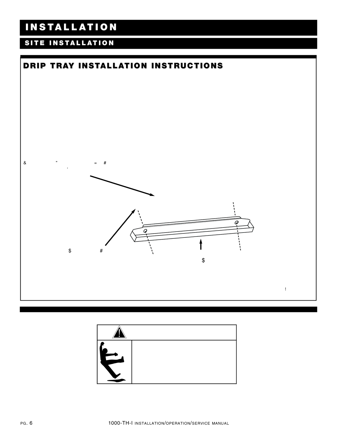 Alto-Shaam 1000-TH-I manual WAR Ning, Drip Traay Installationtall Ation Instrst Ructtions 