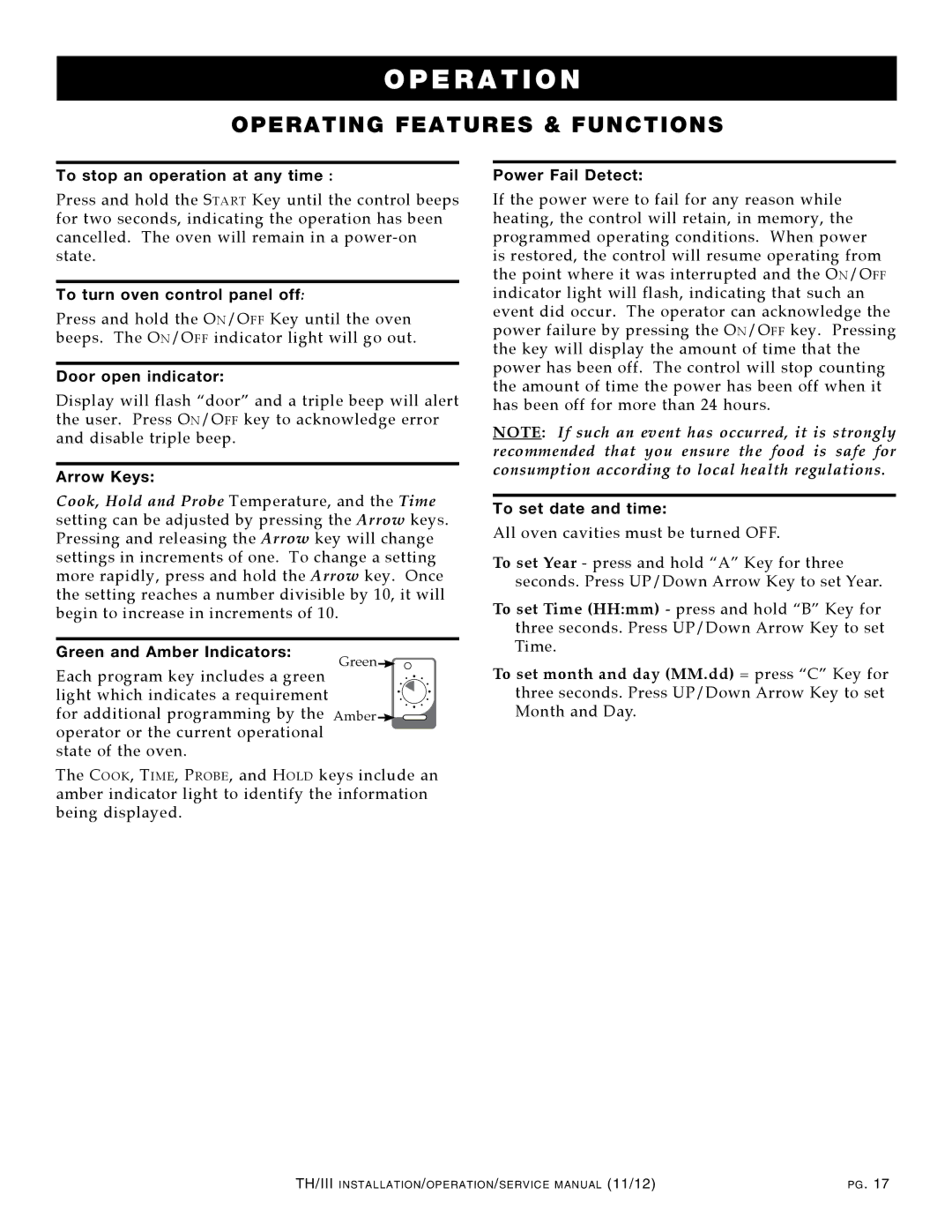 Alto-Shaam 500-TH/III, 1000-TH/III, 750-TH/III, 1200-TH/III, 300-TH/III manual Operating Features & Functions 