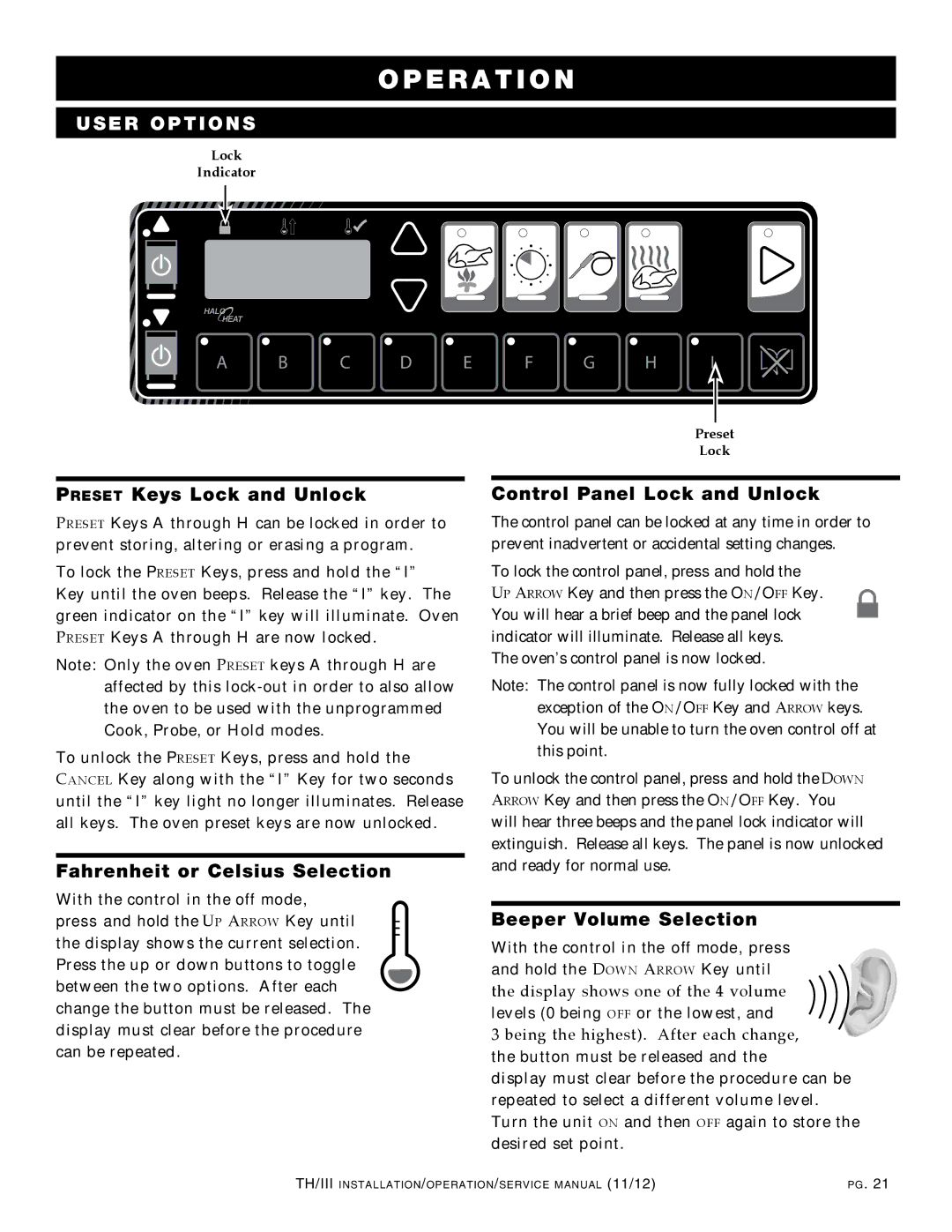 Alto-Shaam Alto-Shaam Cook & Hold Oven Electronic Control Preset Keys Lock and Unlock, Fahrenheit or Celsius Selection 