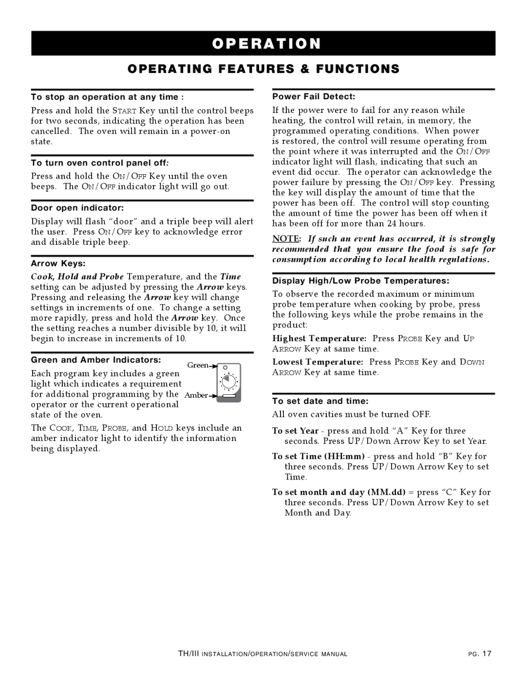 Alto-Shaam 300-TH/III, 1000-TH/III, 500-TH/III, 750-TH/III, 1200-TH/III manual Operating Features & Functions 