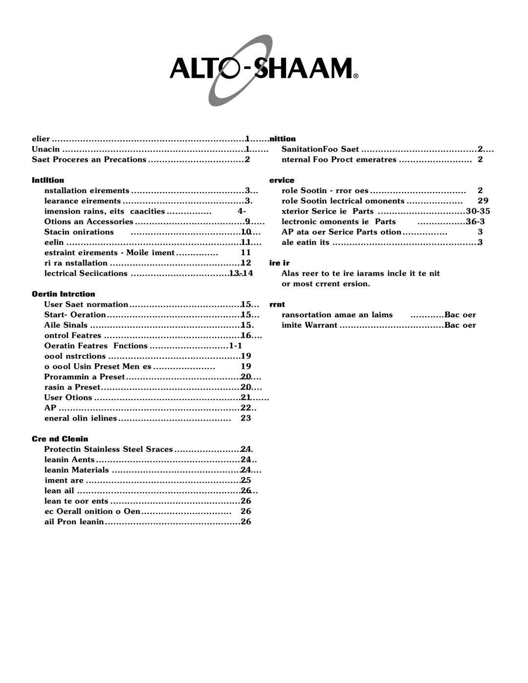 Alto-Shaam 750-TH/III, 1000-TH/III, 500-TH/III, 1200-TH/III, 300-TH/III manual Sanitation 