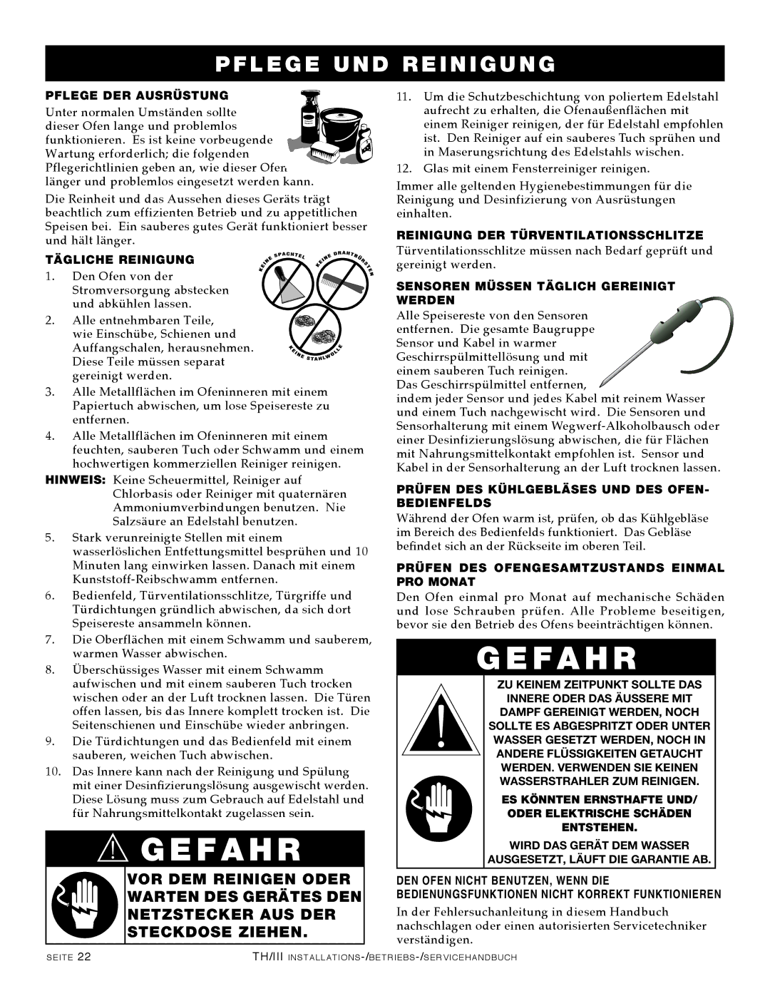 Alto-Shaam 1000-TH/III, 500-TH/III, 750-TH/III, 1200-TH/III manual Reinigung DER Türventilationsschlitze 