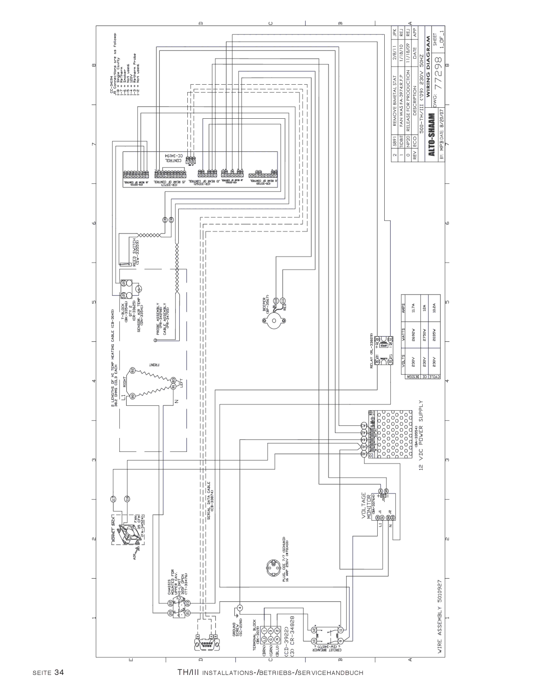 Alto-Shaam 1000-TH/III, 500-TH/III, 750-TH/III, 1200-TH/III manual Seite TH/III installations-/betriebs-/servicehandbuch 