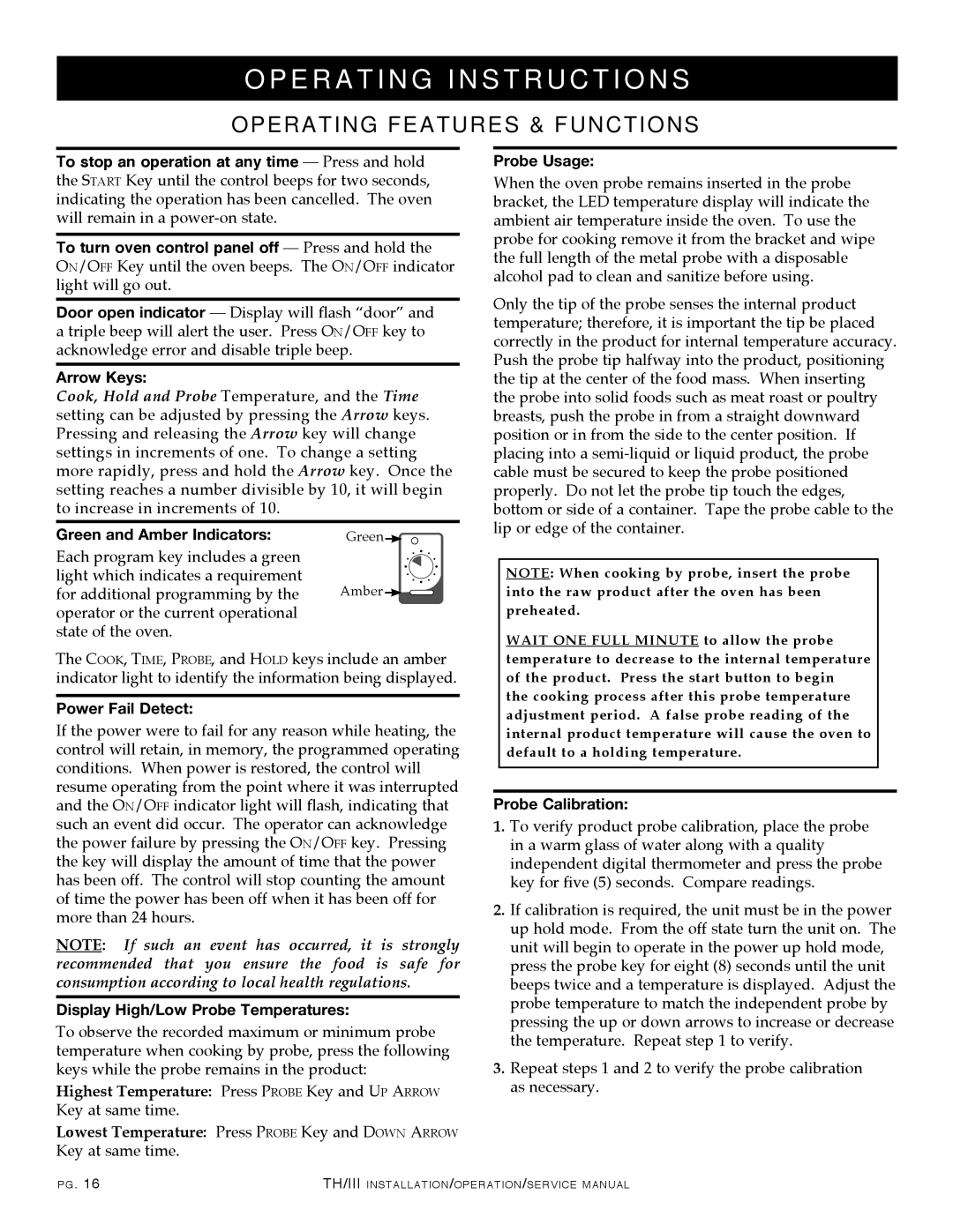 Alto-Shaam 750-TH/III, 1000-TH/III, 500-TH/III, 1200-TH/III manual Operating Features & Functions 