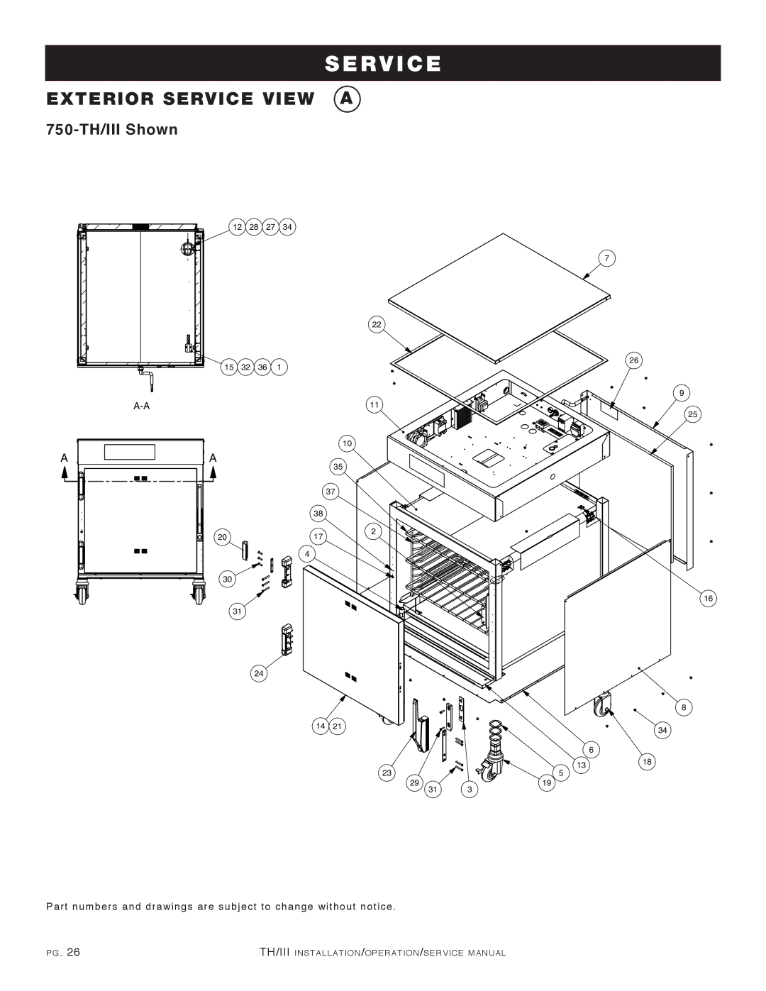 Alto-Shaam 1000-TH/III, 500-TH/III, 750-TH/III, 1200-TH/III manual Exterior Service View a 