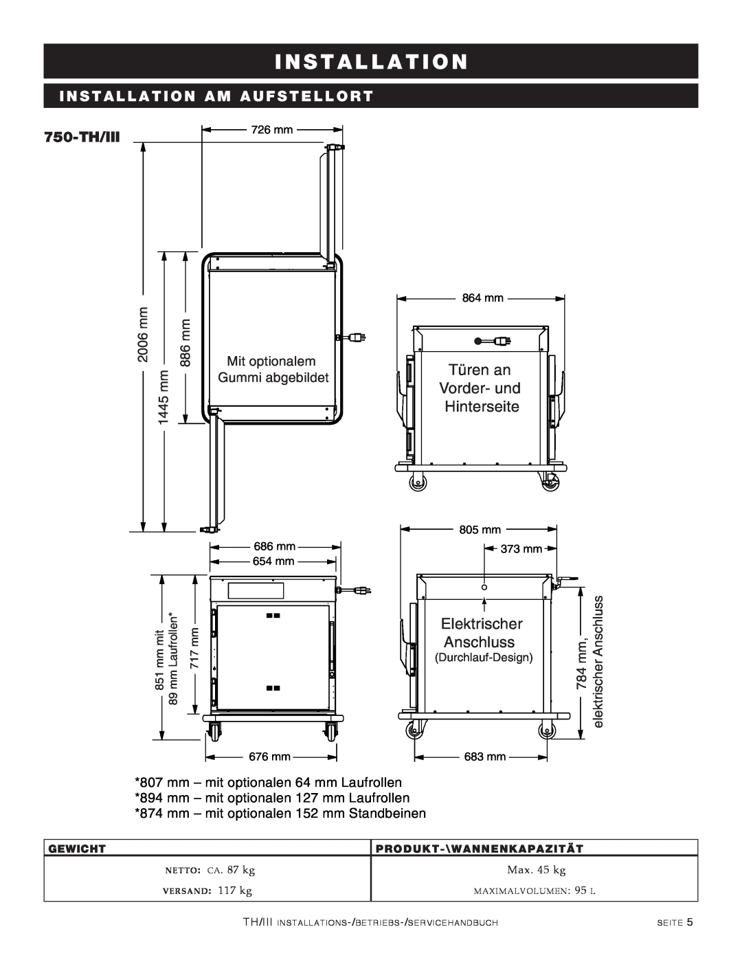 Alto-Shaam 1200-TH/III Türen an Vorder- und Hinterseite, Elektrischer, Anschluss, 750-TH/III, 2006 mm, 886 mm, 1445 mm 