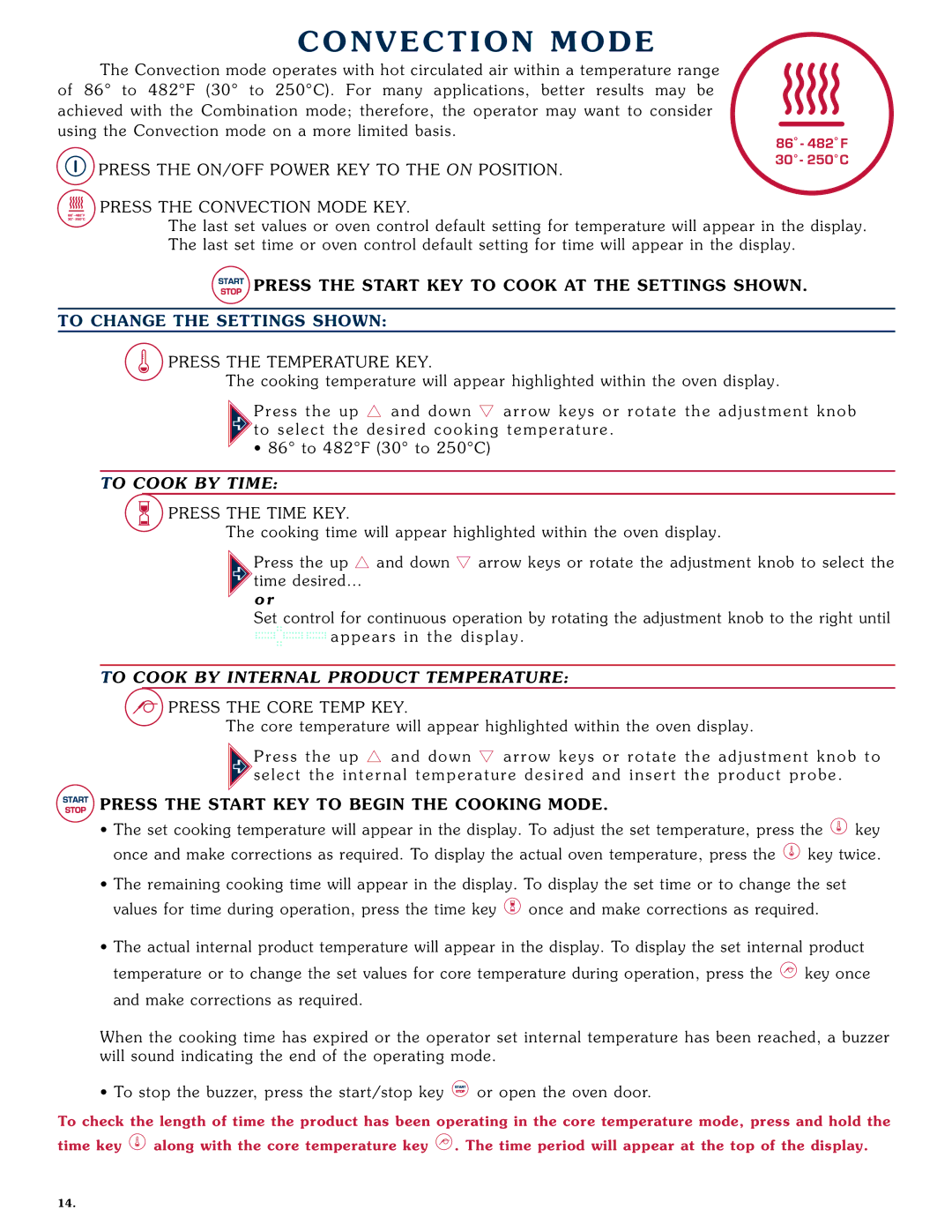 Alto-Shaam 1008 operation manual CON VE Ction Mode, To C Hange TH E Settings Shown 