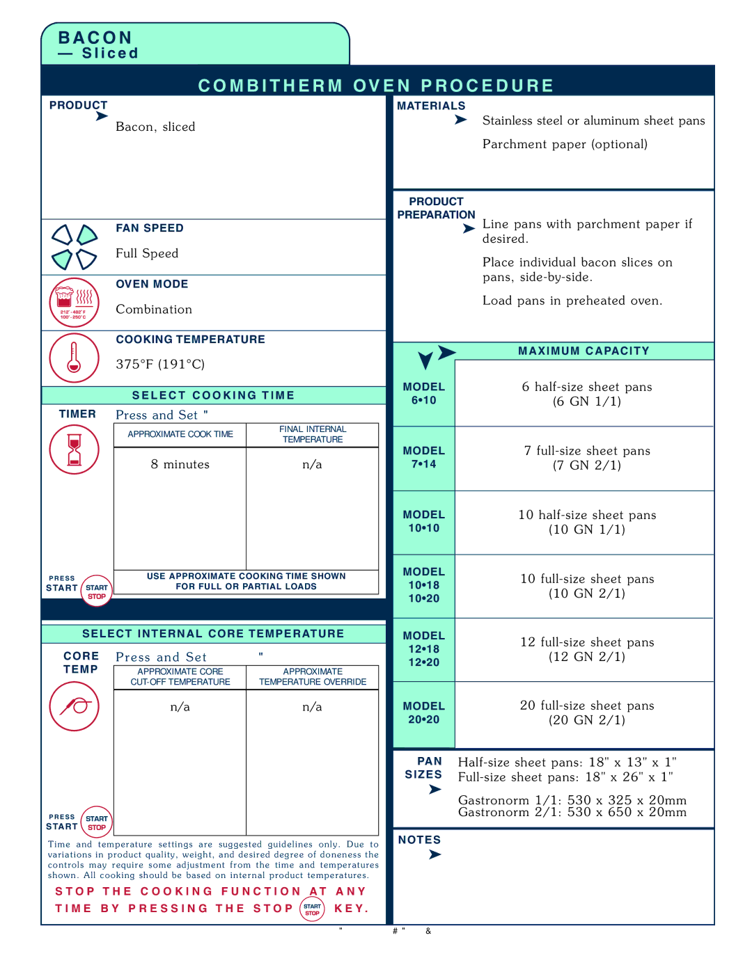 Alto-Shaam 1008 operation manual Press and Se t Time R, Pre ss and Set COR E Temp 