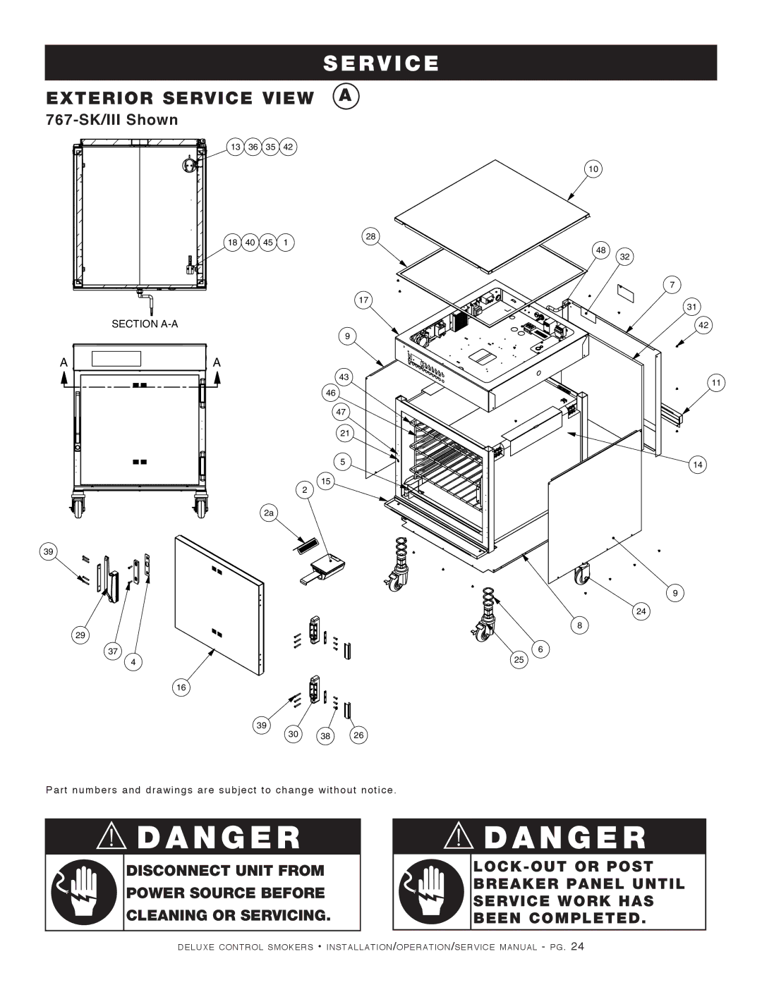 Alto-Shaam 1200-SK/III, 1000-SK/III manual Exterior Service View a, 767-SK/III Shown 