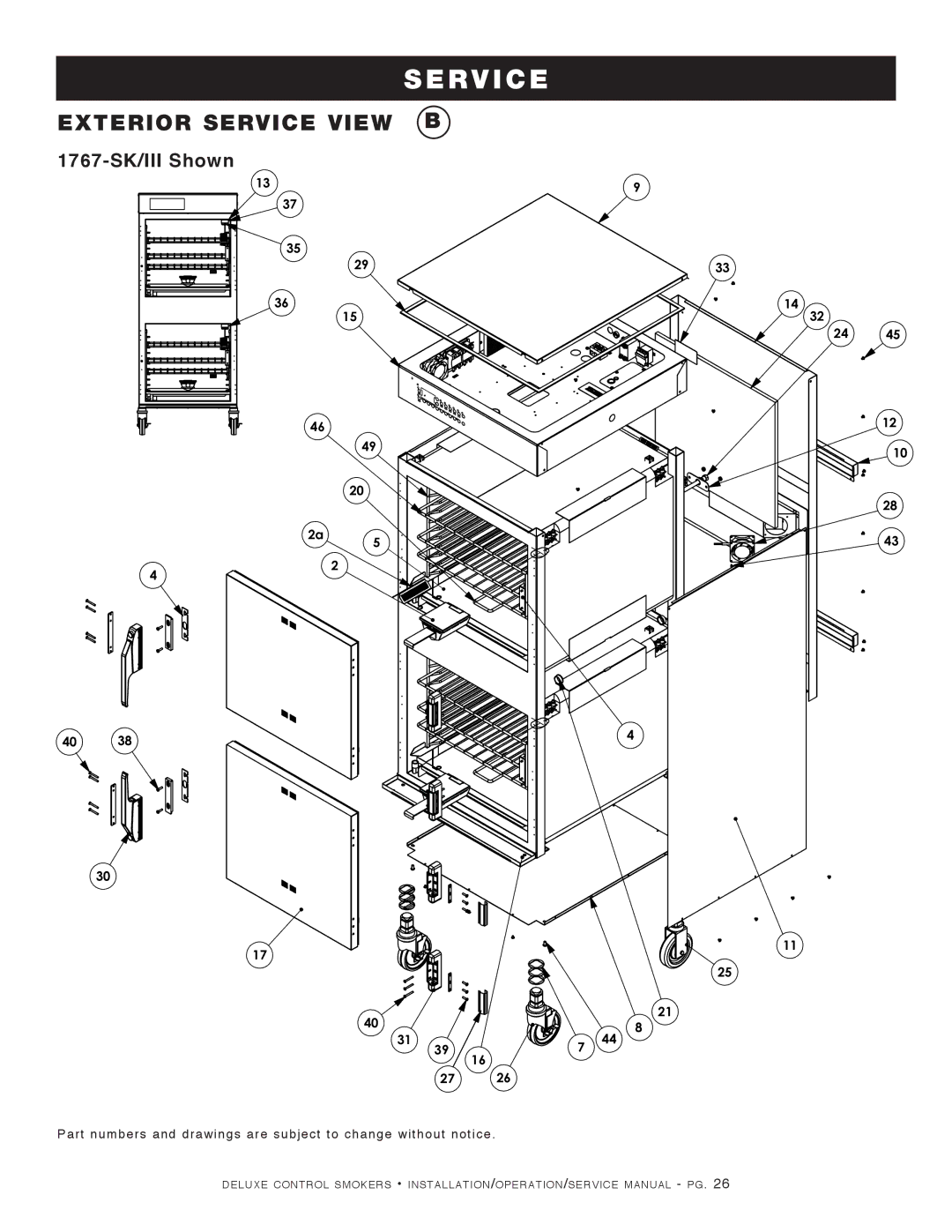 Alto-Shaam 1200-SK/III, 1000-SK/III manual Exterior Service View B 