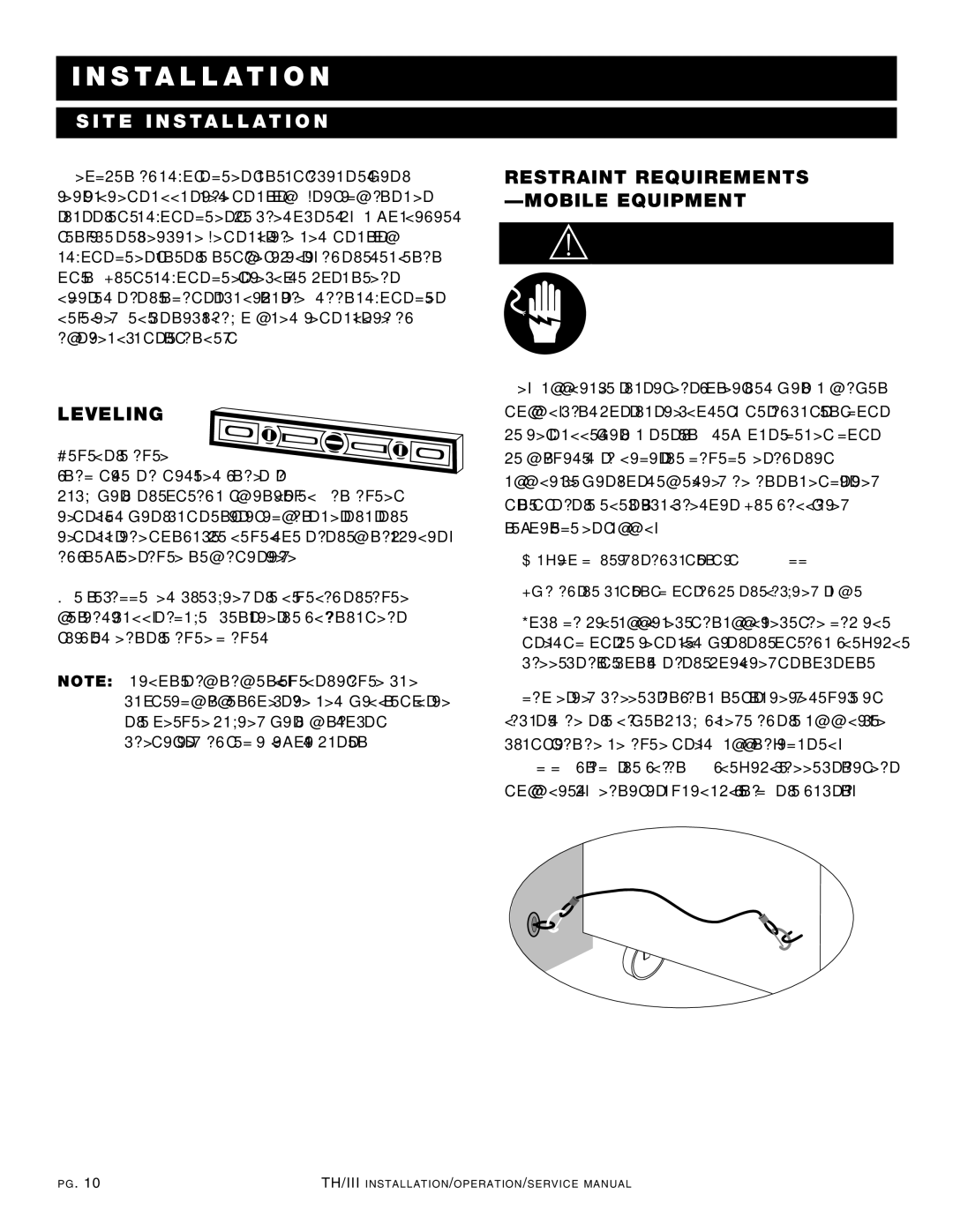 Alto-Shaam 1200-TH/III manual Level ING, RES Trai NT Requirements -MO BIL E Equipment, Risk of Electric Shock 